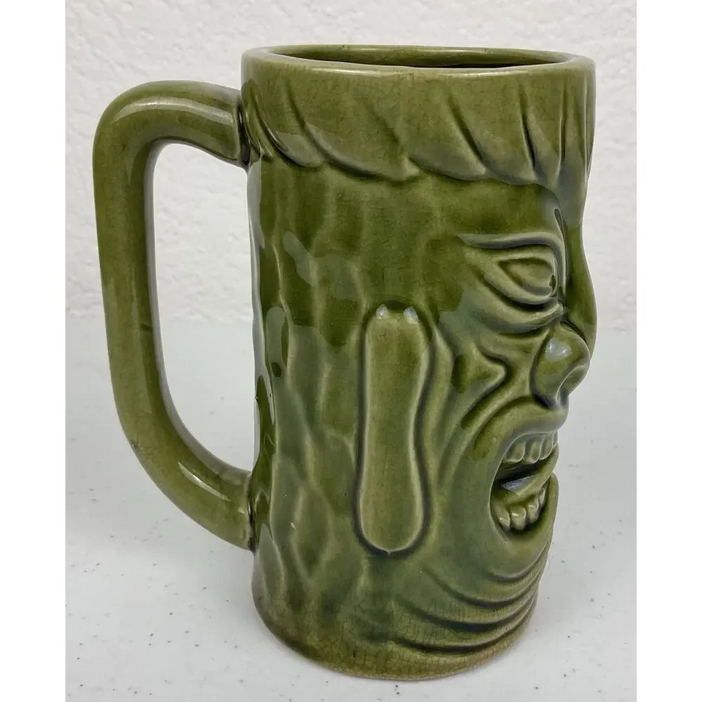 VTG OtagiriGreen Tiki Mug Ceramic Polynesian Coconut Cup Barware Imported